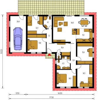 Mirror image | Floor plan of ground floor - BUNGALOW 107